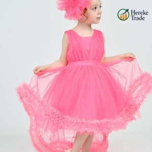 Girl's Pink Ruffled Tulle Dress