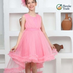 Girl's Light Pink Ruffled Tulle Dress
