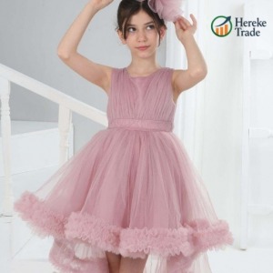 Girl's Pink Ruffled Tulle Dress