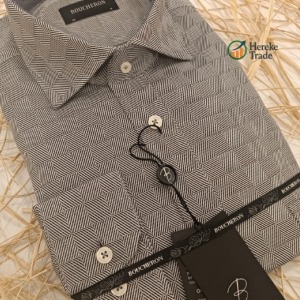 Boucheron Men's Black & White Geometric Pattern Shirt