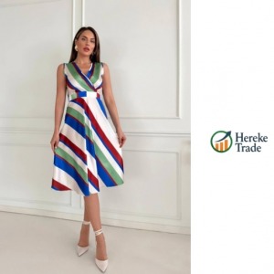 Steps Multicolor Striped Wrap Midi Dress