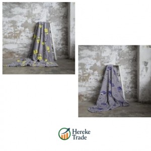 Graphic Print Grey Blanket (Yellow / Blue / Orange Variants)