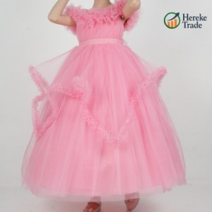 Girl's Pink Long Tulle Dress