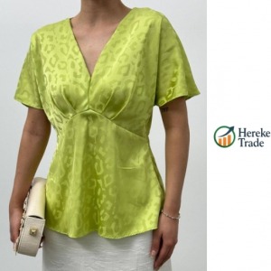 Steps Satin Jacquard V-Neck Women’s Blouse