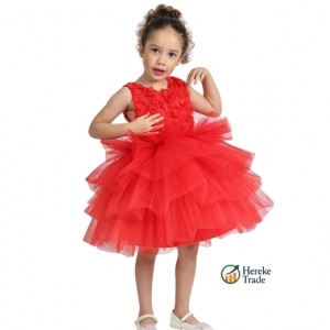 Children's Red Ruffled Tulle Dress