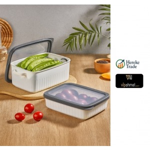 VACUUM STORAGE CONTAINER RECTANGULAR DEEP LARGE 1*4.2 L SIG 2*2.10 L WHITE