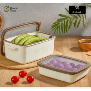 VACUUM STORAGE CONTAINER RECTANGULAR DEEP SMALL 1*2.7 L SIG 2*1.5 L BEACH