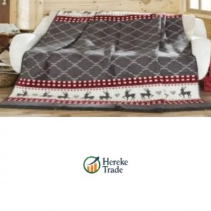 Nordic Grey Reindeer Blanket
