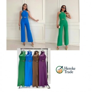 Steps Halter Neck Jumpsuit with Chain Belt Detail