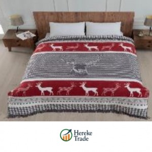 Nordic Red & Grey Deer Blanket