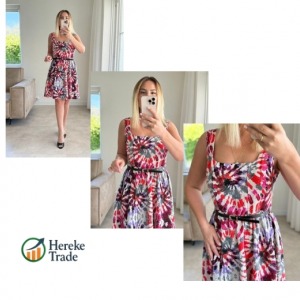 Steps Tie-Dye Print Sleeveless Mini Dress with Belt