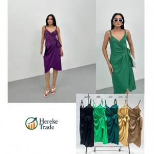 Steps Draped Wrap Midi Dress with Side Bow