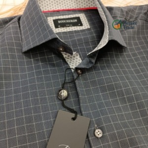 Boucheron Men's Dark Gray Checkered Shirt