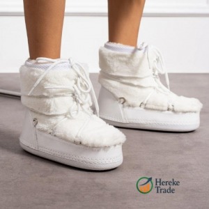 Polar White Lace-Up Faux Fur Boots