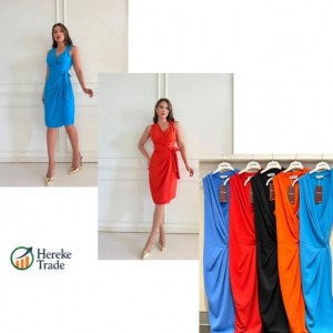 Steps Sleeveless Wrap Midi Dress with Waist Tie