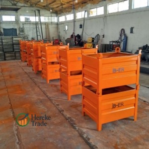 Heavy-Duty Orange Steel Transport Crates
