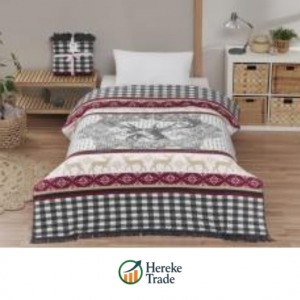 Nordic Burgundy Checked Deer Blanket