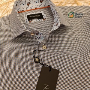 Boucheron Men's Brown & Navy Micro-Check Shirt