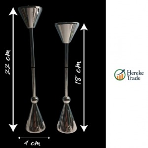 2-Piece Chrome Cone Candle Holder Set
