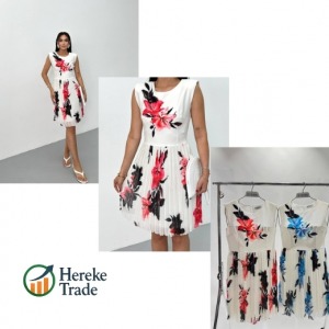 Steps Sleeveless Pleated Floral Midi Dress